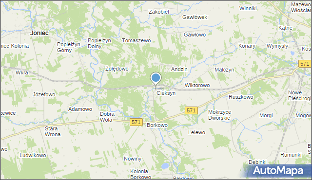 Mapa Cieksyn Cieksyn Na Mapie Targeo