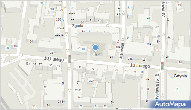 Gdynia, 10 Lutego, 18a, mapa Gdyni