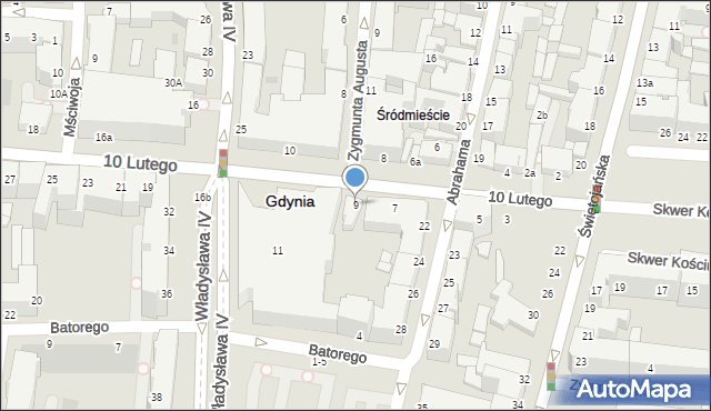 Gdynia, 10 Lutego, 9, mapa Gdyni