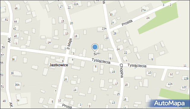 Jastkowice, 1000-lecia, 5A, mapa Jastkowice