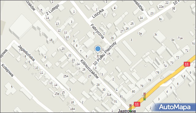 Jastrowie, 10 Pułku Piechoty, 32, mapa Jastrowie