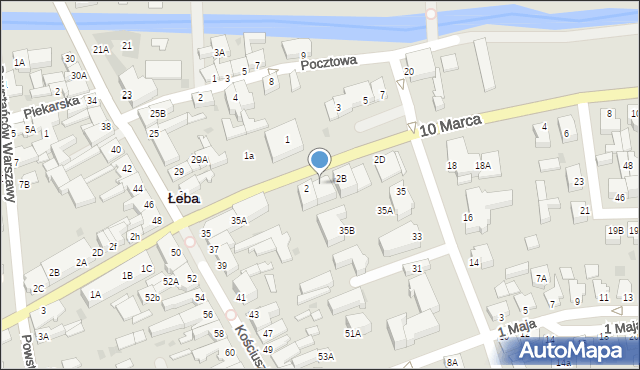 Łeba, 10 Marca, 2A, mapa Łeba