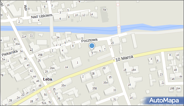 Łeba, 10 Marca, 3, mapa Łeba