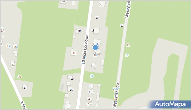 Łochów, 10-lecia Łochowa, 14, mapa Łochów