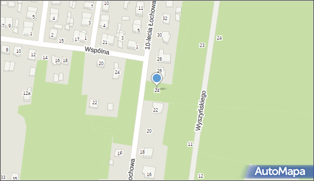 Łochów, 10-lecia Łochowa, 24, mapa Łochów