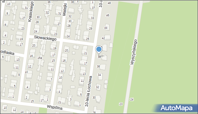 Łochów, 10-lecia Łochowa, 38, mapa Łochów