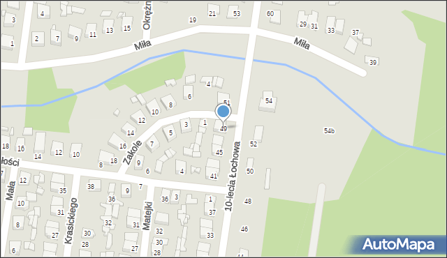 Łochów, 10-lecia Łochowa, 49, mapa Łochów