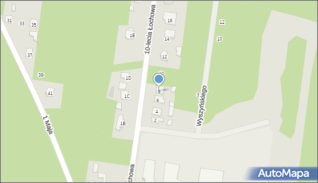 Łochów, 10-lecia Łochowa, 8, mapa Łochów