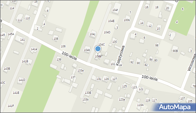 Zagościniec, 100-lecia, 104a, mapa Zagościniec