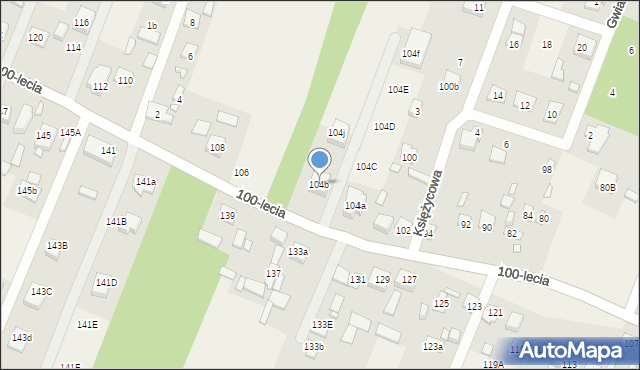Zagościniec, 100-lecia, 104b, mapa Zagościniec