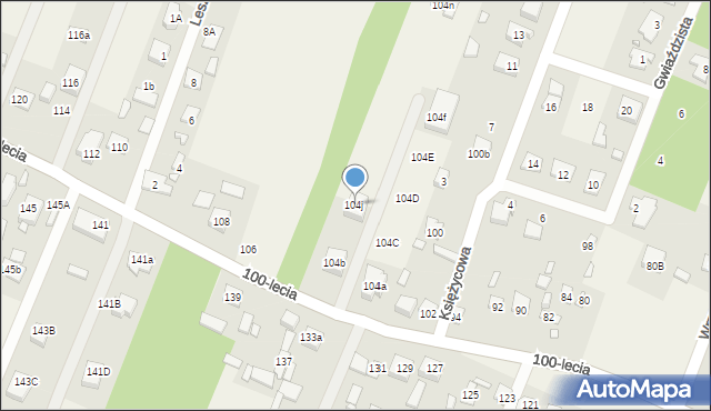 Zagościniec, 100-lecia, 104j, mapa Zagościniec