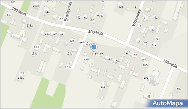 Zagościniec, 100-lecia, 119, mapa Zagościniec