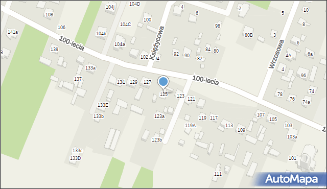 Zagościniec, 100-lecia, 125, mapa Zagościniec