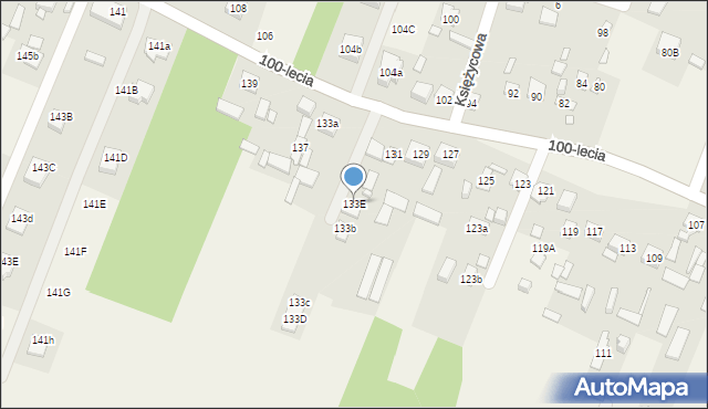 Zagościniec, 100-lecia, 133E, mapa Zagościniec