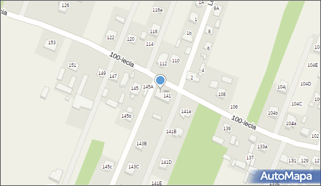 Zagościniec, 100-lecia, 143, mapa Zagościniec