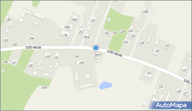 Zagościniec, 100-lecia, 157, mapa Zagościniec