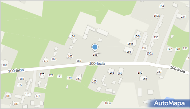 Zagościniec, 100-lecia, 158, mapa Zagościniec