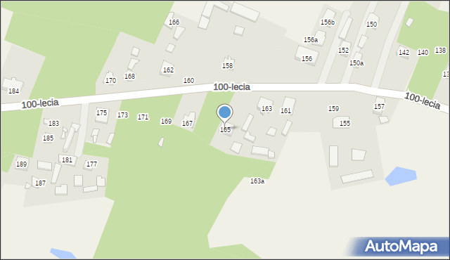 Zagościniec, 100-lecia, 165, mapa Zagościniec