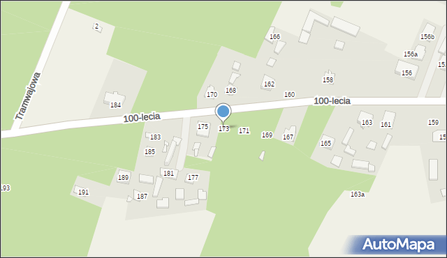 Zagościniec, 100-lecia, 173, mapa Zagościniec