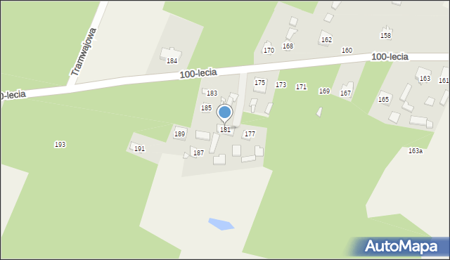 Zagościniec, 100-lecia, 181, mapa Zagościniec