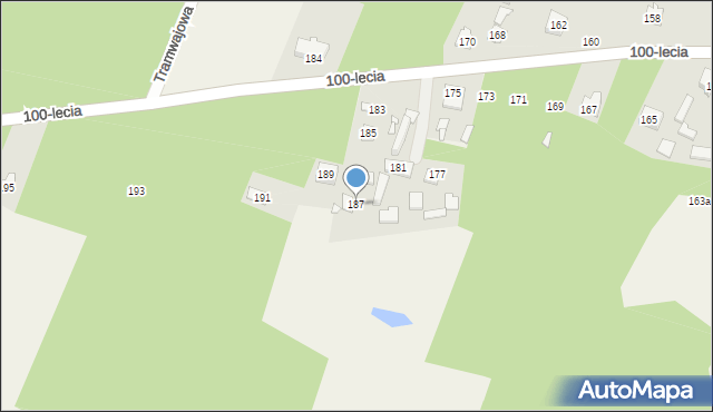 Zagościniec, 100-lecia, 187, mapa Zagościniec