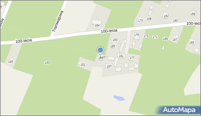 Zagościniec, 100-lecia, 189, mapa Zagościniec
