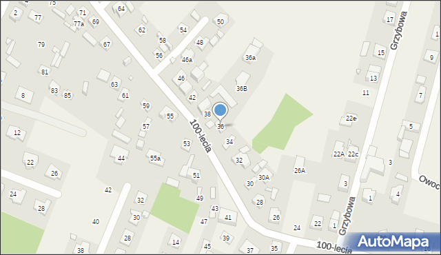 Zagościniec, 100-lecia, 36, mapa Zagościniec