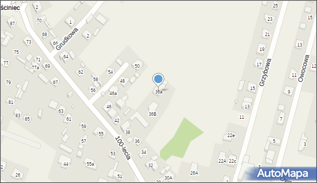 Zagościniec, 100-lecia, 36a, mapa Zagościniec