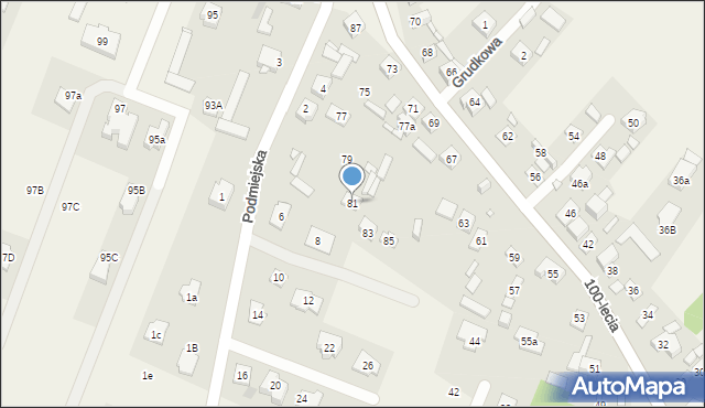 Zagościniec, 100-lecia, 81, mapa Zagościniec