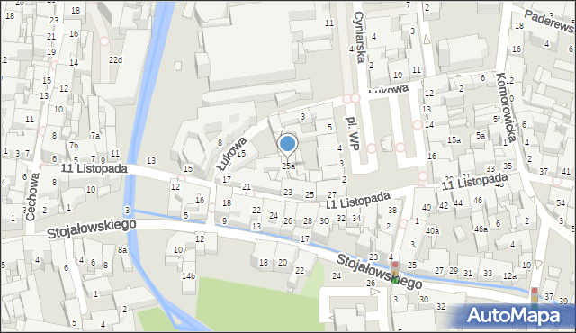 Bielsko-Biała, 11 Listopada, 25a, mapa Bielsko-Białej