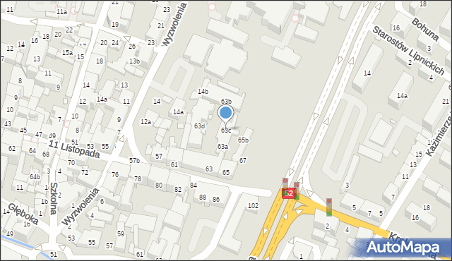 Bielsko-Biała, 11 Listopada, 63c, mapa Bielsko-Białej