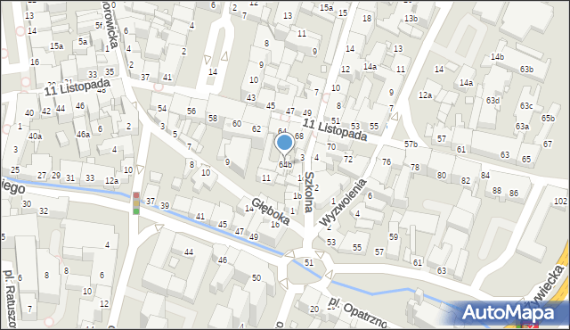 Bielsko-Biała, 11 Listopada, 64b, mapa Bielsko-Białej