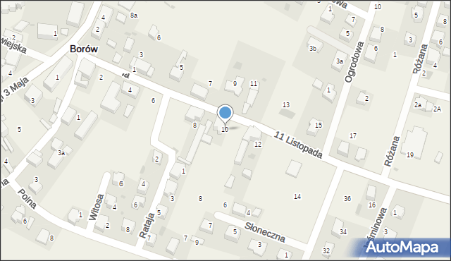 Borów, 11 Listopada, 10, mapa Borów
