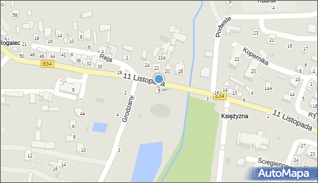 Bychawa, 11 Listopada, 5, mapa Bychawa