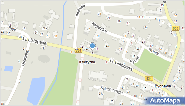 Bychawa, 11 Listopada, 6, mapa Bychawa