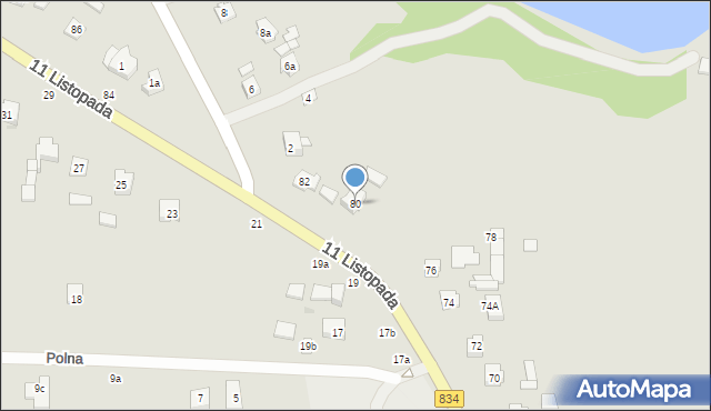 Bychawa, 11 Listopada, 80, mapa Bychawa