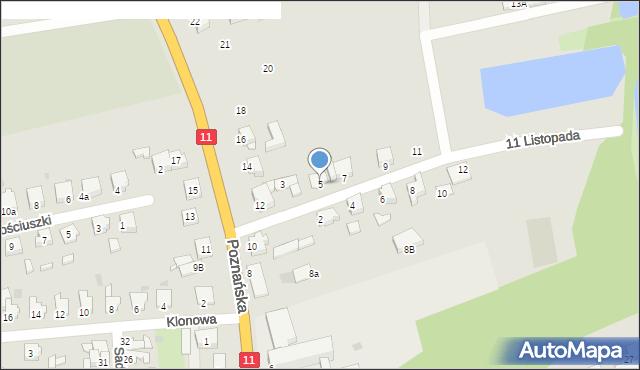 Byczyna, 11 Listopada, 5, mapa Byczyna