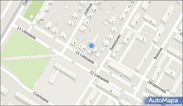 Bydgoszcz, 11 Listopada, 9, mapa Bydgoszczy