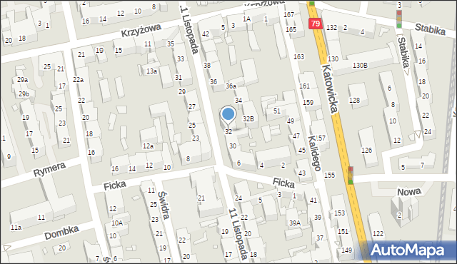 Chorzów, 11 Listopada, 32, mapa Chorzów