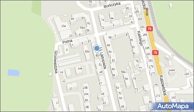 Chorzów, 11 Listopada, 53, mapa Chorzów