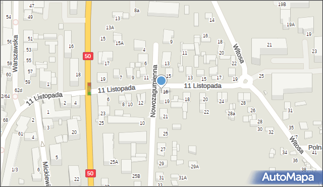 Ciechanów, 11 Listopada, 16a, mapa Ciechanów