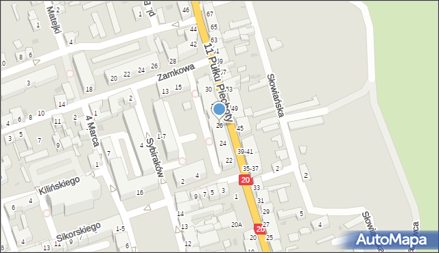 Drawsko Pomorskie, 11 Pułku Piechoty, 26, mapa Drawsko Pomorskie