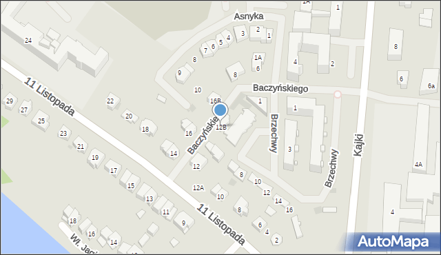 Ełk, 11 Listopada, 12B, mapa Ełku