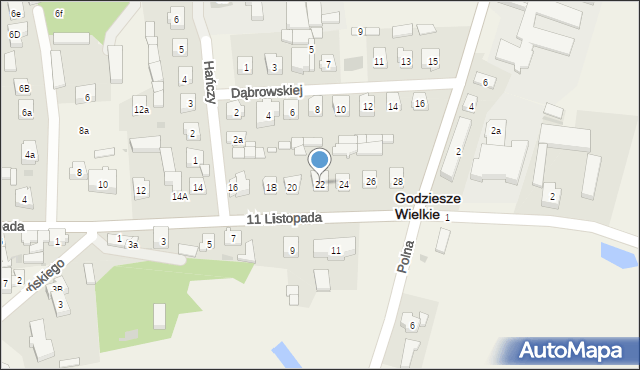 Godziesze Wielkie, 11 Listopada, 22, mapa Godziesze Wielkie