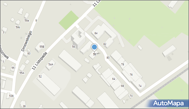 Gorlice, 11 Listopada, 58, mapa Gorlic