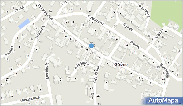 Górzno, 11 Listopada, 23, mapa Górzno
