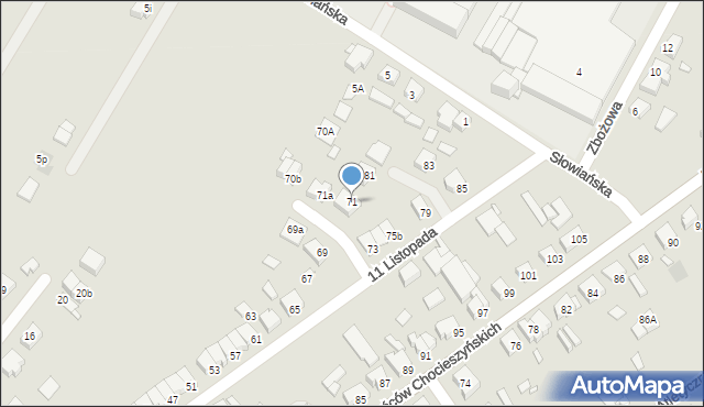 Grodzisk Wielkopolski, 11 Listopada, 71, mapa Grodzisk Wielkopolski