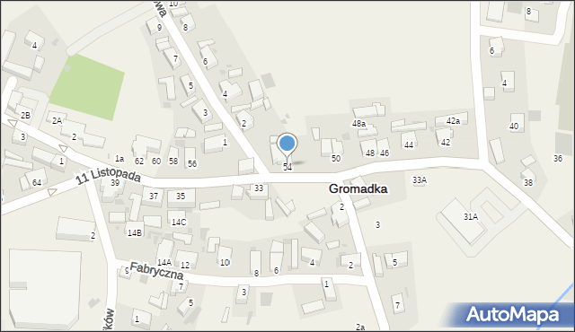 Gromadka, 11 Listopada, 54, mapa Gromadka
