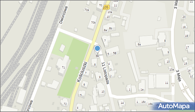 Gryfice, 11 Listopada, 8a, mapa Gryfice