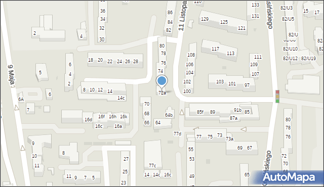 Gryfino, 11 Listopada, 72a, mapa Gryfino